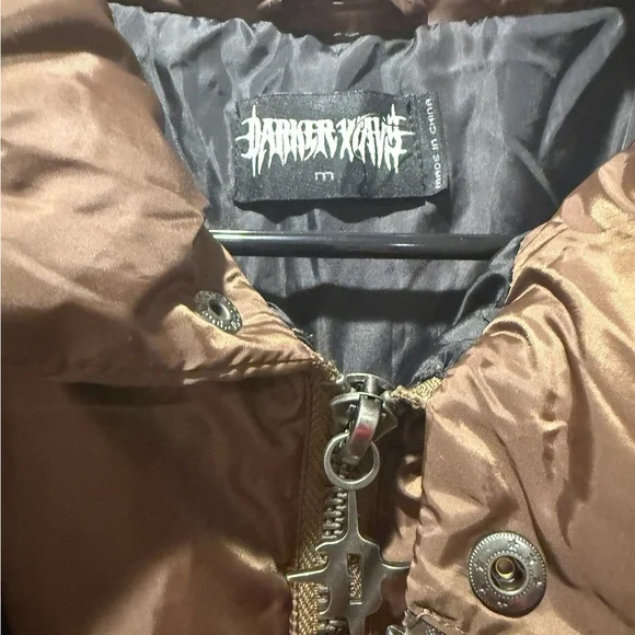 Darker Waves Fader Brown Puffer Coat M - Picture 6 of 6